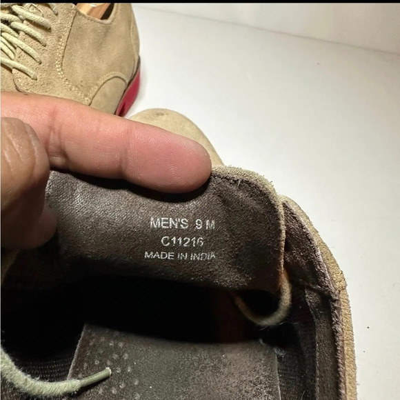 Cole Haan Oxfords Mens 9M Drake Eva Beige Suede Wingtip Bluchers C11216 - Picture 8 of 9